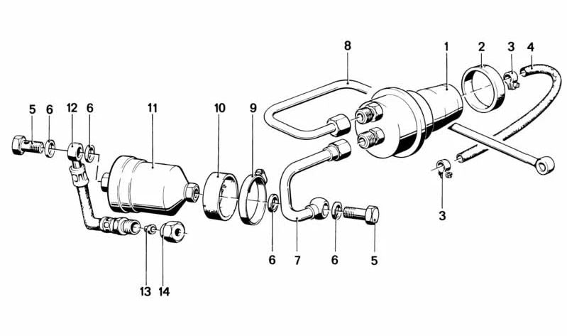 OEM fuel pipe 16121150440 for BMW E21 320i (models made between 1975 and 1978). Original BMW.