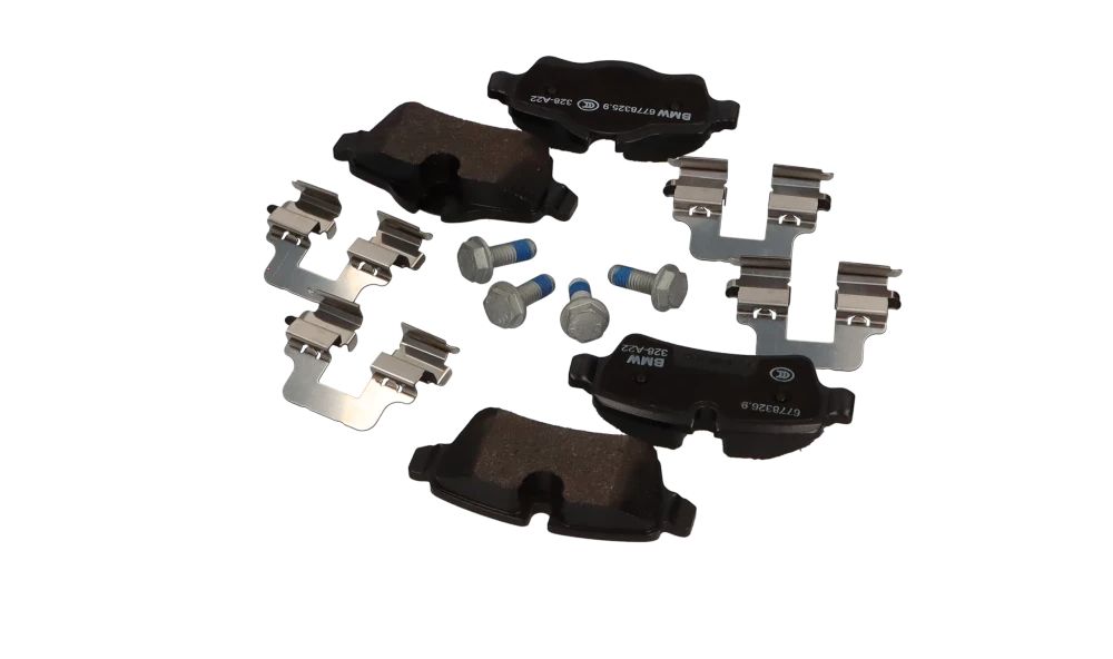 Juego de pastillas de freno traseras sin amianto OEM 34216778327 para MINI R55, R56, R57, R58, R59. Compatible con modelos Cooper con cambio manual y automático. Original MINI.