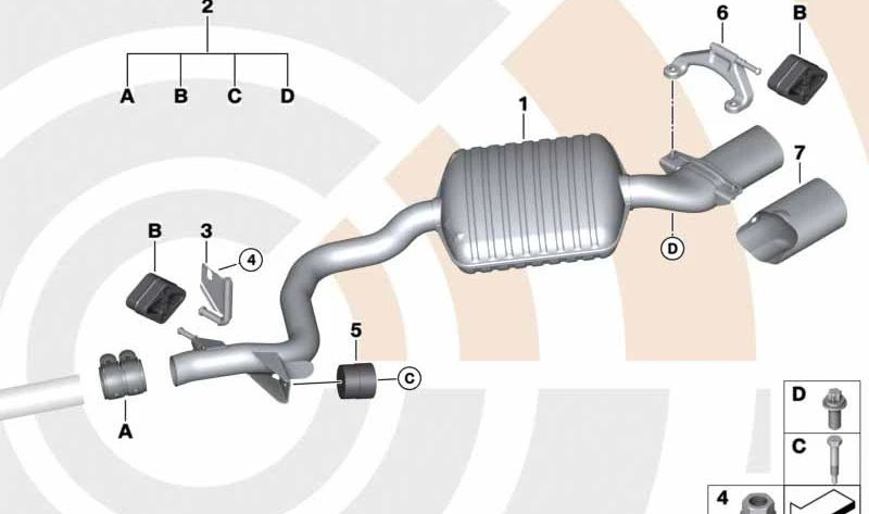 OEM 18302455263 Kit d'assemblage du silence arrière pour BMW E90, E91, E92, E93. BMW d'origine.