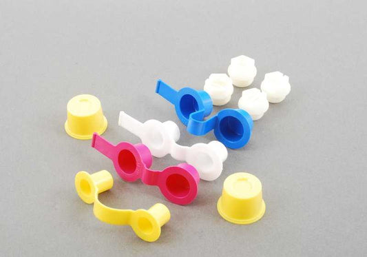 Juego de tapones cierre OEM 24107604970 para BMW E81, E82, E87, E88, F20, F21, F22, F23, G42, G87, E36, E46, E90, F30, G20, F32, G22, E34 hasta G83, X1-X7, Z3-Z8. También MINI R50, R52. Original BMW y MINI.