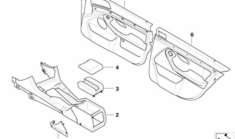 Apoyabrazos central OEM 51168213881 con función teléfono para BMW Serie 5 E39. Color negro. Original BMW.