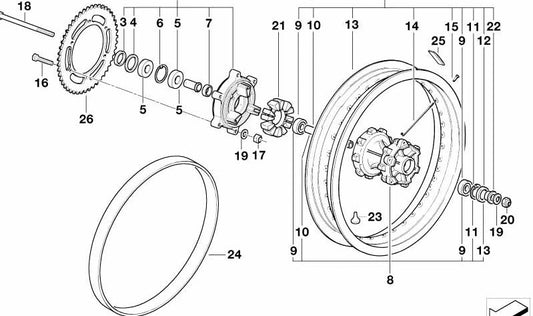 Retén de eje OEM 27717718214 para motos BMW G 650 X (K15). Original BMW Motorrad.