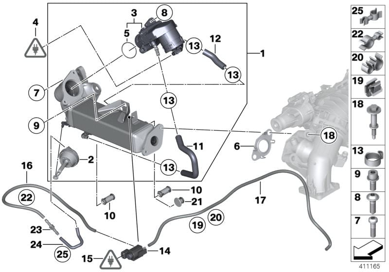 Válvula de vacío (unterdruckdose) OEM 11718507306 para BMW E90, E91, E92, E93, F10, F11, F25 (modelos con motor N47T). Original BMW.