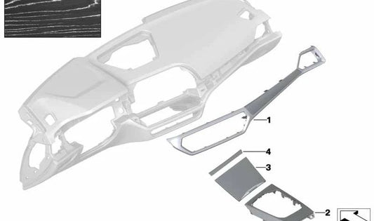 Embellose holder Finest Wooden Wooden Silver 51167993079 For BMW G20, G21, G80, G81, G22, G23, G82, G83. Original BMW.