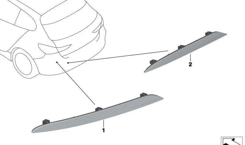 Reflector trasero derecho OEM 63247450640 para BMW Serie 1 F40, 116d, 118d, 118i. Original BMW.