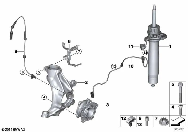 Supporto per tubo del freno anteriore sinistro per BMW F87, F80, F82, F83 (OEM 34302284733). BMW originale.