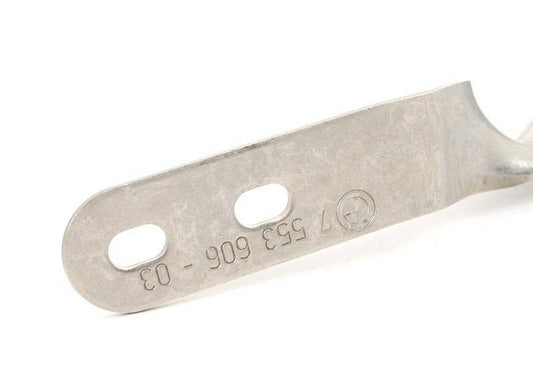 Soporte de tubo de escape OEM 18207553606 para BMW Serie 3 E90 y E91 335i xDrive (N54/N55) con cambio manual o automático. Modelos compatibles: E90 PL31, PL41, PL51, PL61, VD51, VD61 y E91 UU01, UU11, UU21, UU91. Original BMW.