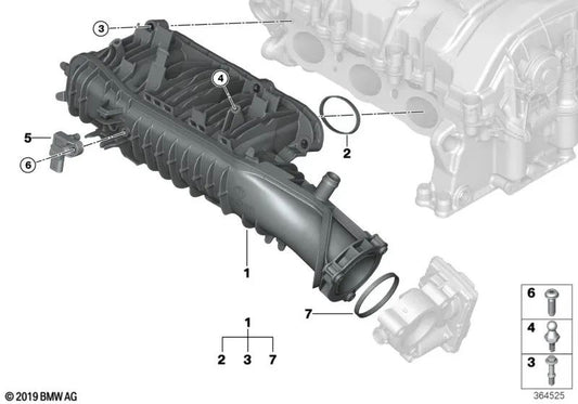 Colector de admisión OEM 11617617499 para BMW 2' F45, F46, X1 F48, X2 F39 y MINI F56, F55, Clubman F54, Cabrio F57... y más. Original BMW y MINI.