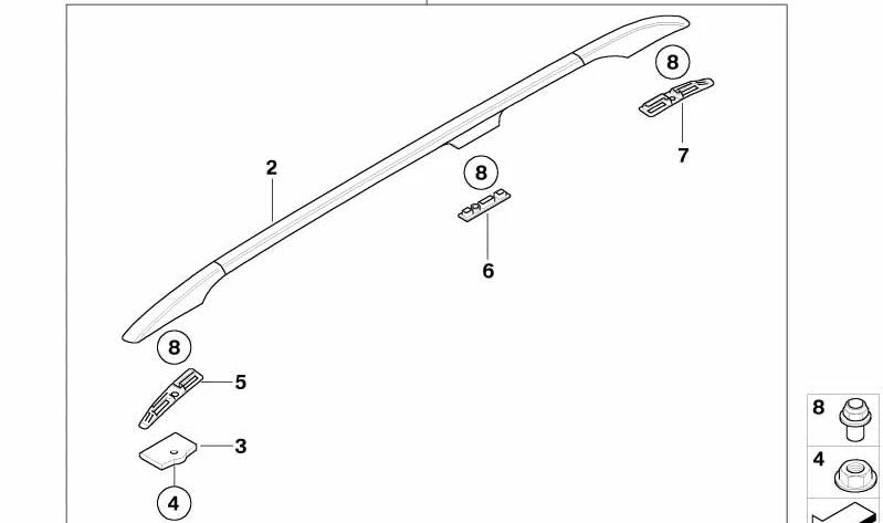 Barra de techo izquierda negra mate OEM 51138193027 para BMW E39. Original BMW.