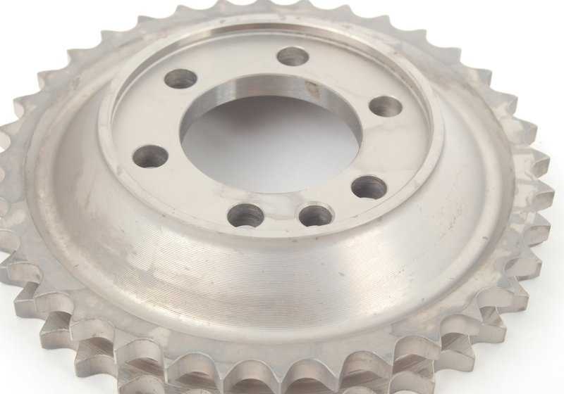 Piñón de escape de árbol de levas OEM 11311312535 para BMW E30. Repuesto original BMW.