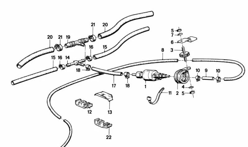 Abrazadera de línea de combustible OEM 16121177005 para BMW E21, E30, E12, E28, E24, E32, E38. Pieza original BMW.