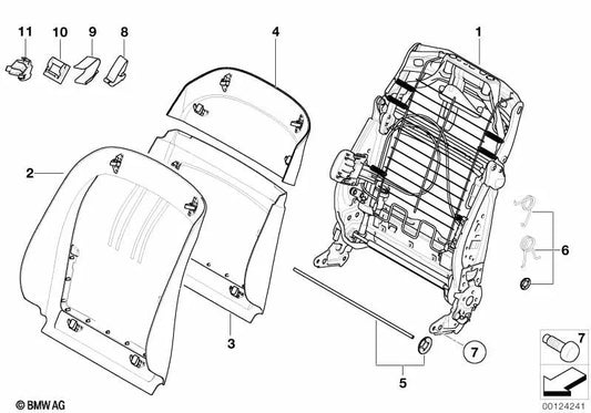 Pared dorsal inferior de asiento beige OEM 52107170183 para BMW X5 E70, X5 E70 LCI, X6 E71, X6 E72 Hybrid. Original BMW.