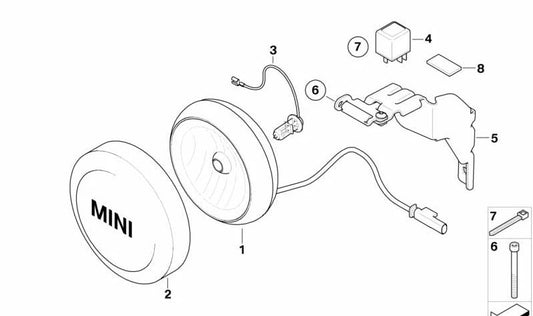 Soporte izquierdo OEM 63127266601 para MINI R56, R56 LCI (10/2005–11/2013). Original MINI.
