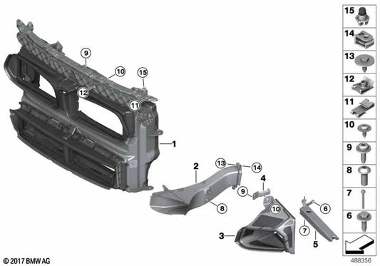 Canal de ar com controle de flap OEM 51749466863 para BMW X2 F39 xDrive25e (07/2019 - 10/2023). BMW genuíno.