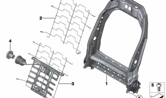 Apoyo lumbar derecho OEM 52109809396 para MINI Countryman R60 (2010-2016), Cooper R60, Cooper ALL4 R60... y más. Original MINI.