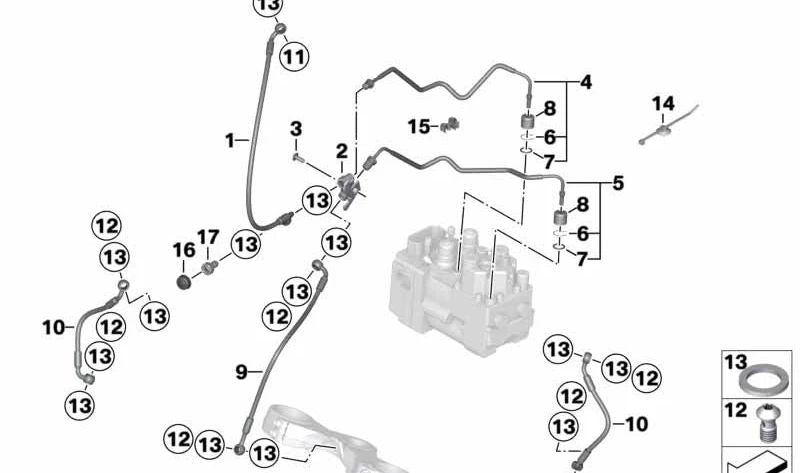 OEM Vorderradbremsleitung 34327664213 für BMW R1200RT, R900RT Motorräder. Original BMW Motorrad.