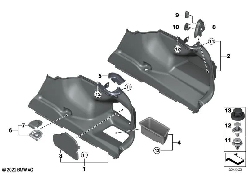 Cubierta de revestimiento para BMW Serie 7 G70 (OEM 51475A3B336). Original BMW