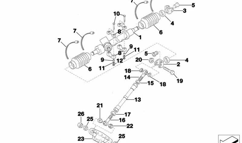 Brazo de dirección derecho OEM 31132484108 para BMW E32, E34, E38, E39. Original BMW.