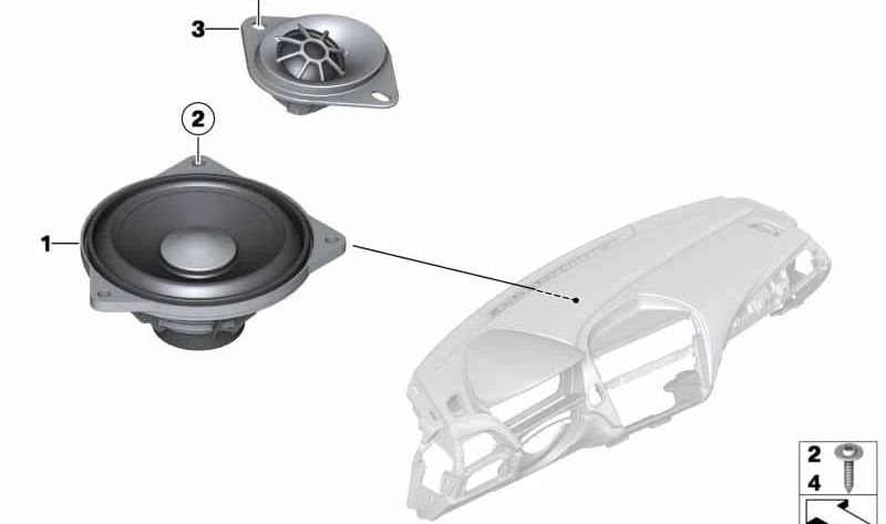 Altavoz medio HiFi OEM 65139240641 para BMW F30 (316d) años 2012-2018. Compatible con versiones Automático y Manual. Repuesto original BMW.