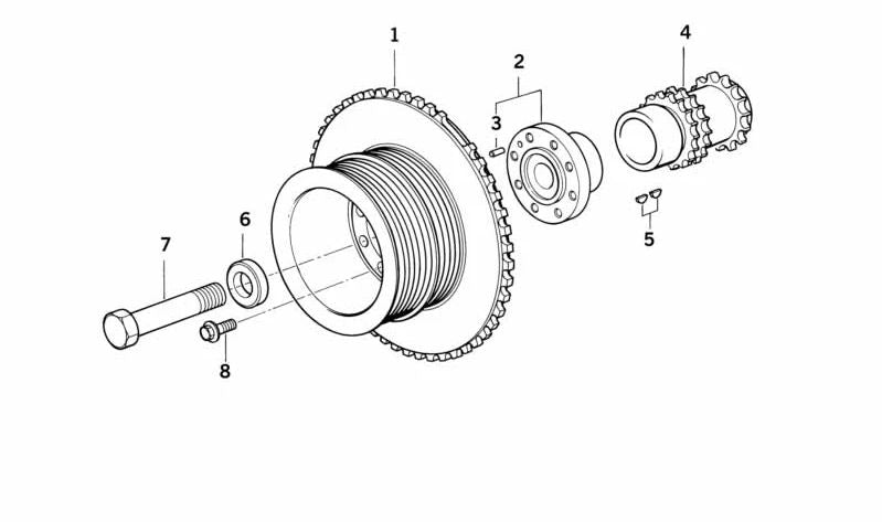 Amortiguador de vibraciones OEM 11231704342 para BMW E34, E32, E38, E31. Compatible con motores M60 en modelos 530i y 540i. Original BMW.