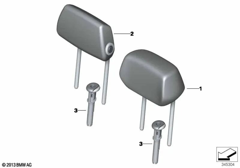 Apoyacabezas tejido trasero OEM 52207290999 para BMW F20, F21, F22, F30, F31 y más. Original BMW.