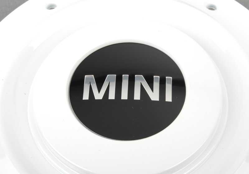 Cubierta de cubo blanco OEM 36131512573 para MINI R50, R53, Cabrio R52. Original MINI.
