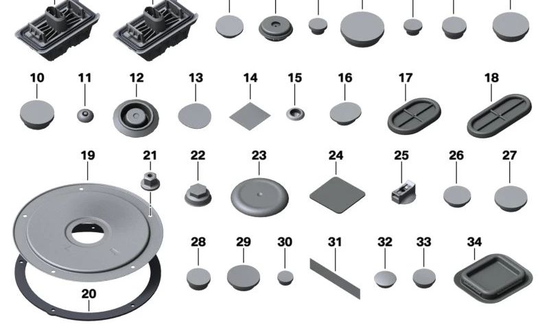 Bouton de fixation OEM 61138353072 pour BMW E81, E82, E87, E88, F20, F21, G42, G87, E90, E91, E92, E93, F30, F31, F34, F35, G20, G21, G28, G80, G81, F32, F33, F36, F82, G22, G23, G26, G82, G83, E84, F15, F85, E72, F16, F86, E85, E86, E89, I01, I12,