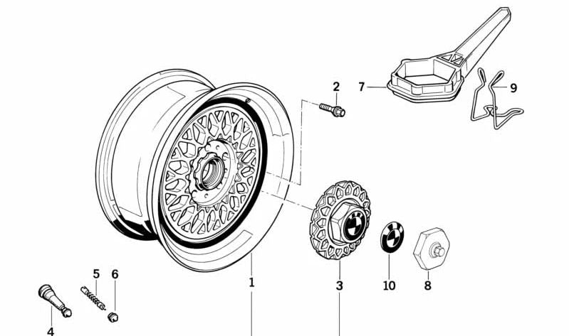 Tapa de buje OEM 36131180115 para BMW E34, E24, E32. Original BMW.