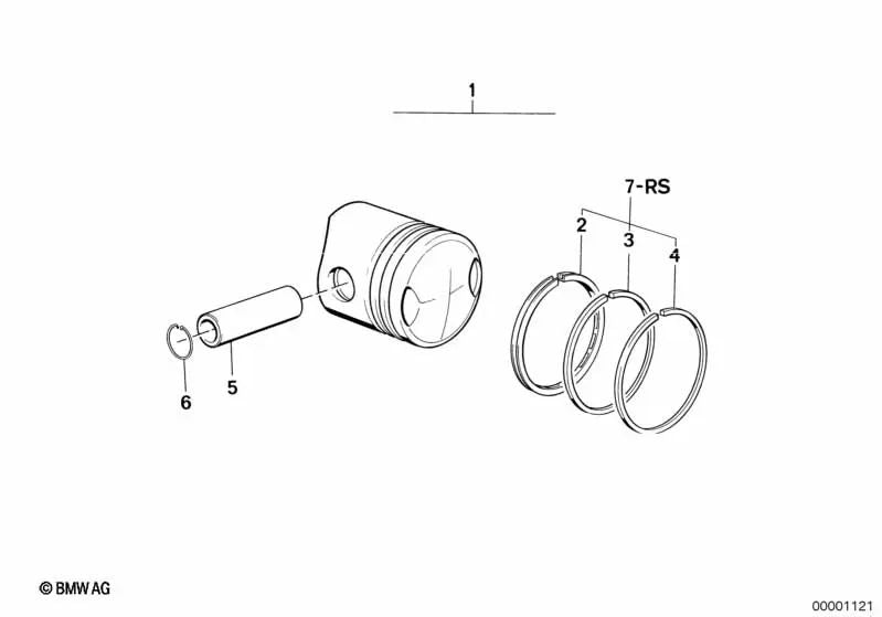 Pistón OEM 11251335043 para motos BMW R45, R65LS (1978-1985). Original BMW Motorrad.