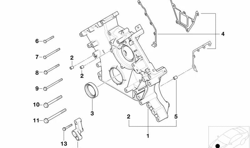 Metal Board OEM 11140001187 para BMW E39 e E52. Substituição original da BMW. Ideal para a capa inferior do cárter de distribuição.