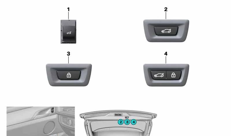 Pinselöffnungsknopf OEM 61319318704 für BMW F15, F85, F16, F86. Original BMW.