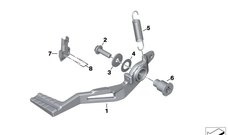 Spring del pedale del freno OEM 46718394261 per BMW R Nine Motociclette, R Nine Pure, R Ninenet Scrambler, R Ninenet Urban G/S. BMW MOTORAD originale.