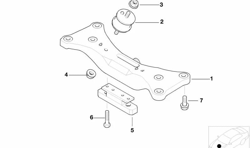 Soporte de caja de cambios OEM 22321096427 para BMW E38. Original BMW.