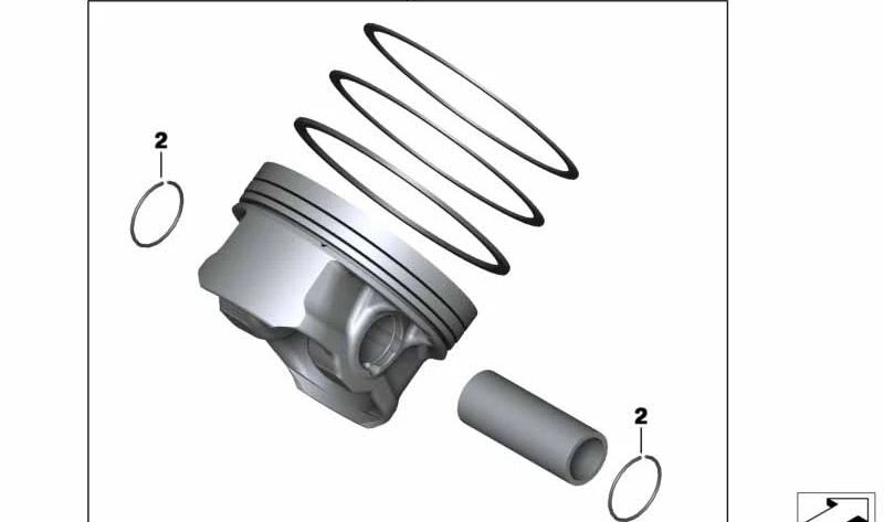 Pistone OEM 11257720677 per moto BMW K1600 GT, K1600 GTL, K1600 Bagger. BMW Motorrad originale.