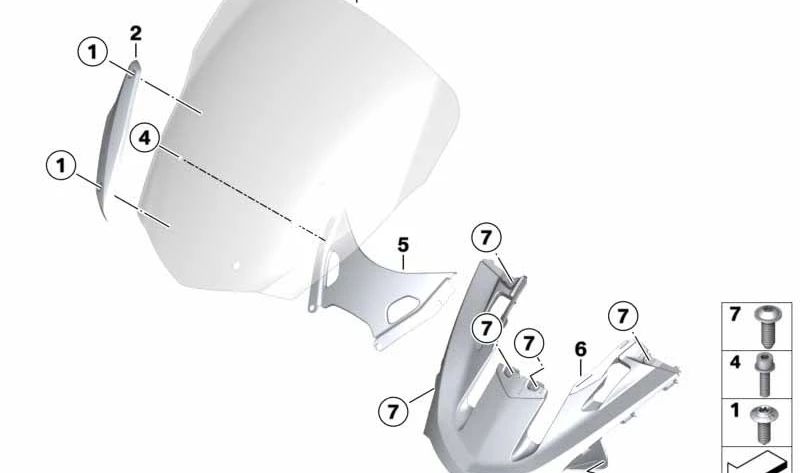 Moldura parabrisas izquierda OEM 46637709507 para motos BMW K1600 GT, K1600 Bagger. Original BMW Motorrad.