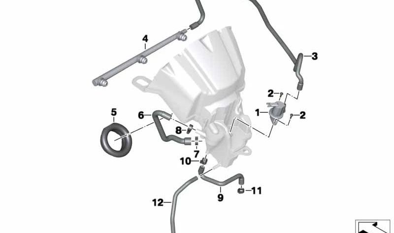 Abrazadera tubo flexible OEM 17127713884 para BMW F20, F21, F30, K1600 GT, C650 GT... y más. Original BMW Motorrad.