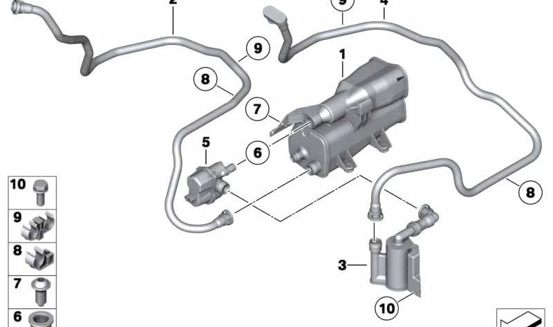 Tubo de ventilación de gases OEM 16137206990 para BMW E89 Z4. Original BMW.