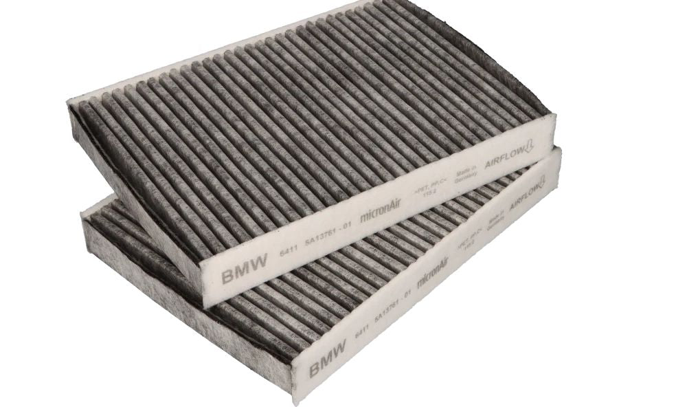 Filtro de habitáculo con carbón activo OEM 64115A1BDB6 para BMW F90, G30, G31, G32, G11, G12, F91, F92, F93, G14, G15, G16, G05, F95, G06, F96, G07, G09. Original BMW.