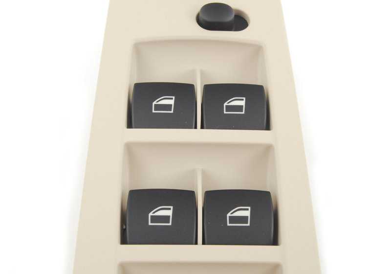 Interruptor alzacristal lado conductor beige OEM 61319217364 para BMW Serie 3 E90, E91, E92, E93. Original BMW.