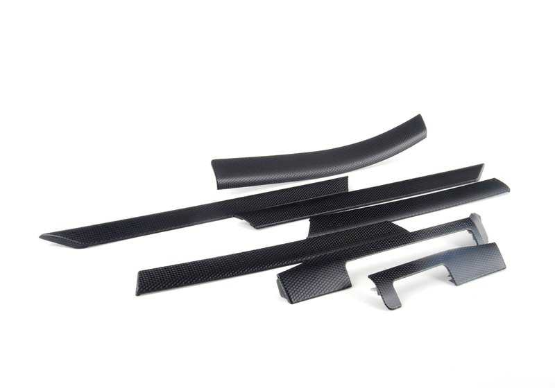 Juego molduras interiores aluminio "Black Cube" OEM 51417830180 para BMW E46. Recambio original BMW.