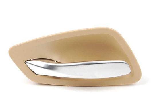 Maneta interior puerta izquierda beige OEM 51417144549 para BMW Serie 3 E90, E90N, E91, E91N. Original BMW.