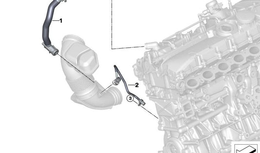 Tubo de ventilación motor OEM 11157936328 para BMW G30, G31, G32, G11, G12, G14, G15, G16, G05, G06, G07. Original BMW.