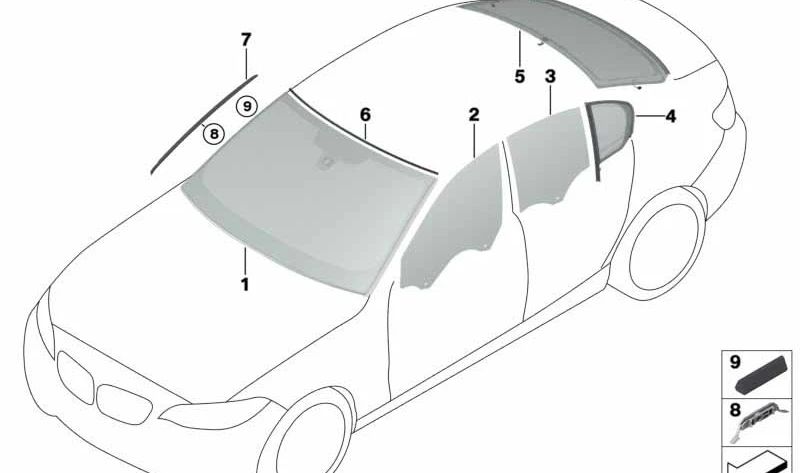 Moldura colectora de agua izquierda OEM 51317380473 para BMW Serie 1 F52 (118iA, 120iA, 125iA). Original BMW.