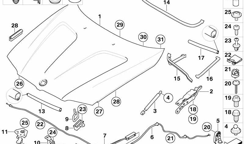 Cable de apertura del capó OEM 51223434832 para BMW E83. Original BMW.