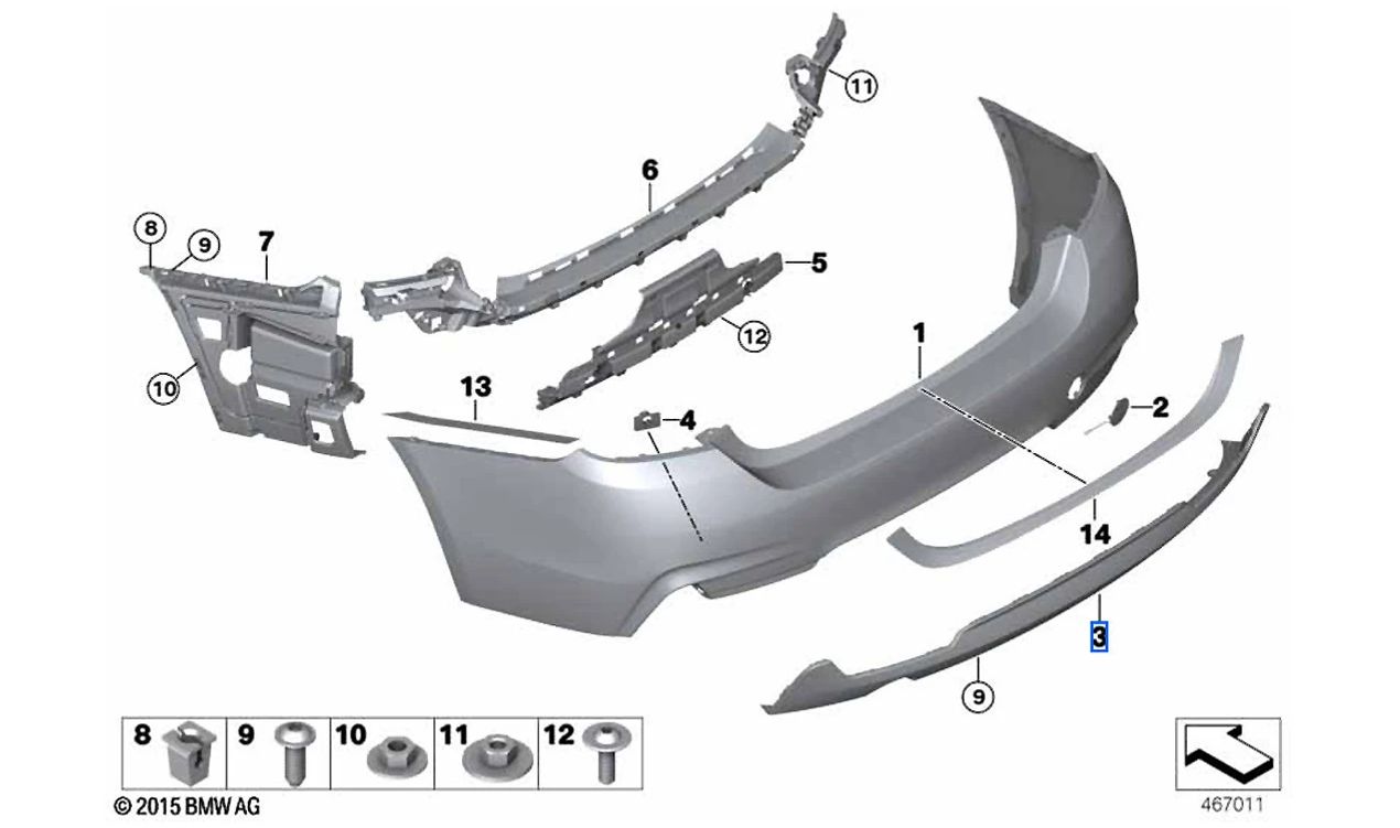 M Performance Blenden Parachoques doble salida para BMW F32, F33, F36 (OEM 51128077093). Original BMW