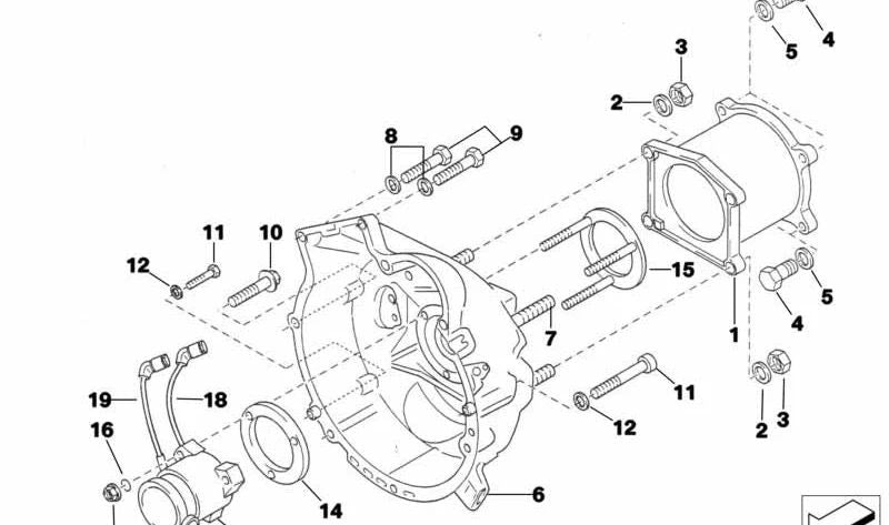 Zwischenbox OEM 21002483018 für BMW E36 318IS mit S14 -Motor. Original BMW.