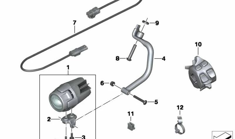 Faro auxiliar LED OEM 63178546161 para BMW Motorrad R1200GS, R1250GS, K1600GT, K1600GTL, F850GS, F750GS, RnineT, S1000XR. Luz adicional original BMW para mejor visibilidad y seguridad.