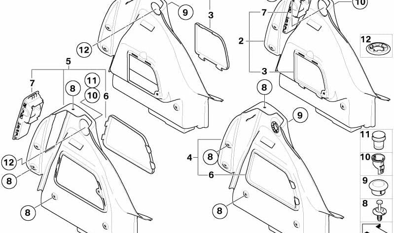 Guarnição esquerda da bagageira OEM 51477262283 para MINI R56, R56 LCI. MINI originais.