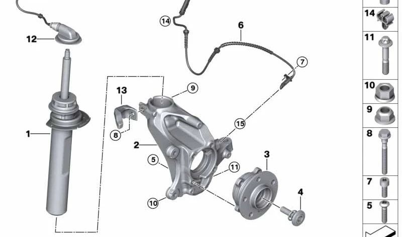 Amortiguador delantero derecho con VDC OEM 37106885344 para BMW X2 F39 xDrive18d, xDrive20d. Modelos del 2017 al 2023. Original BMW.