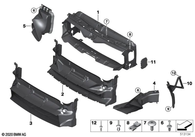 Guía de aire inferior para BMW F32, F33, F36 (OEM 51747290609). Original BMW.